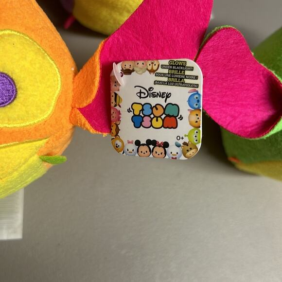 3 Disney Stitch Tsum Tsum Plush Glows Stuffed Animal Toy Purple Orange Green NWT - Picture 3 of 4